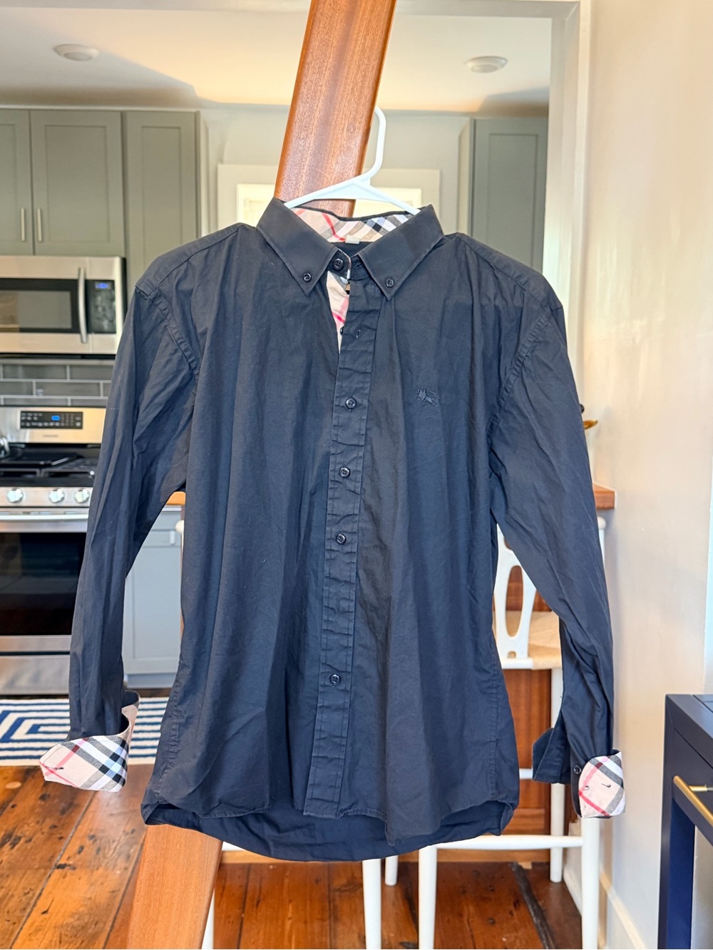 Burberry  Button-Down Shirt with Check Interior Trim